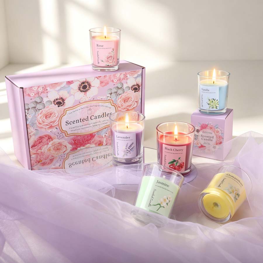 Home Fragrance Gift - アロマセラピーアロマキャンドルギフトセット 6種類の香りのガラス瓶キャンドル 寝室や結婚式のパーティーの贈り物に