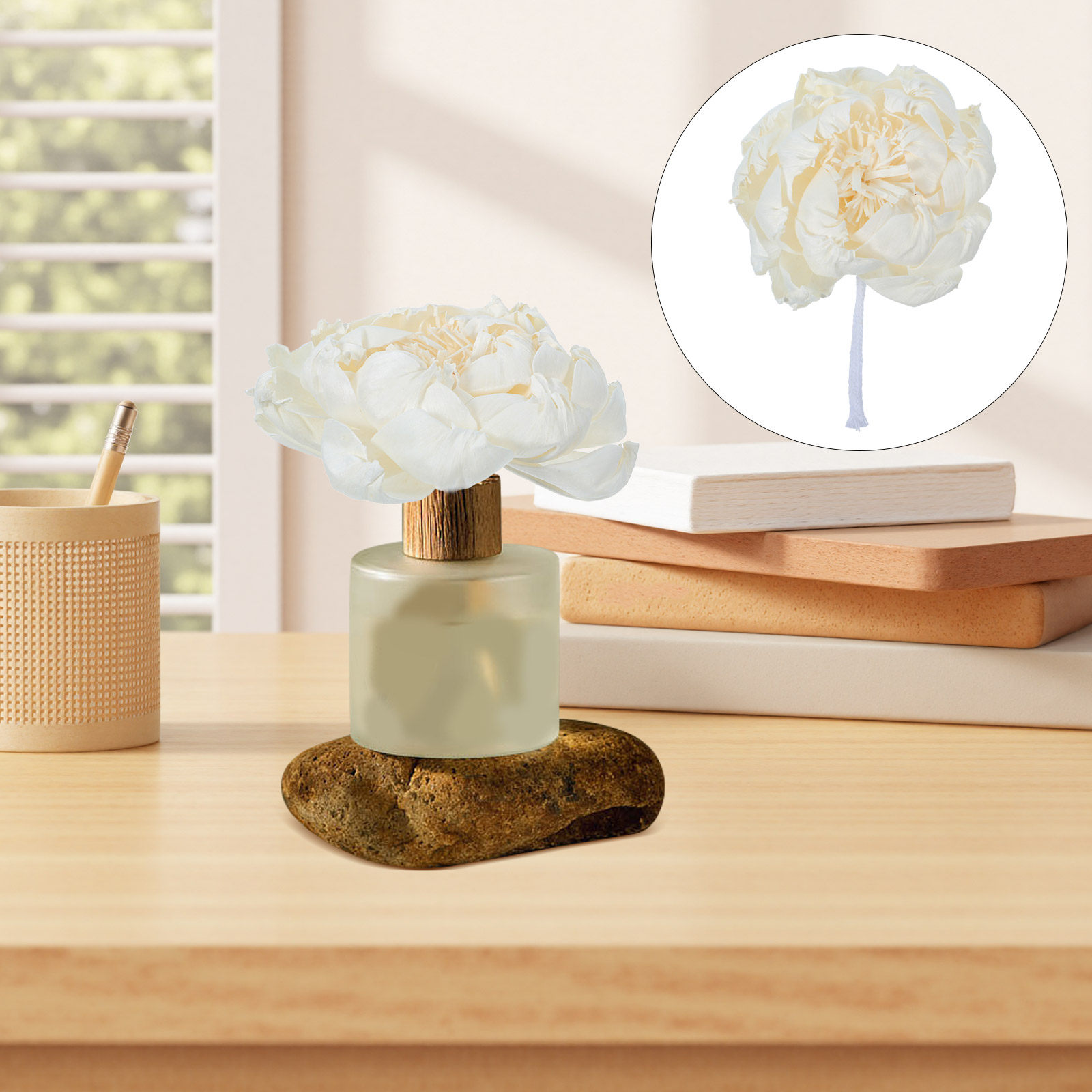 牡丹の花型フレグランスディフューザー 12cm 人工牡丹の花 - Home Fragrance Usa のレビューと価格