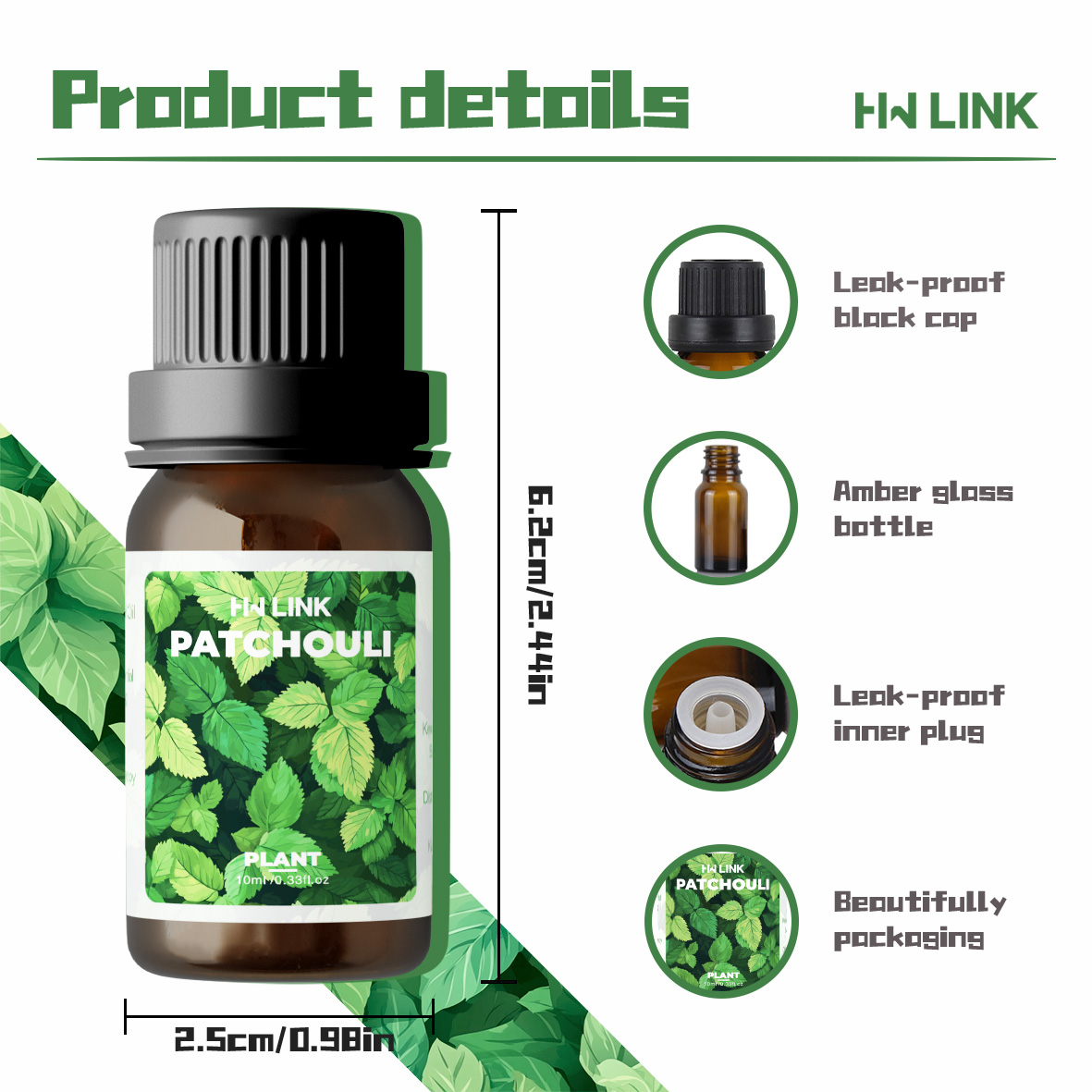 10ml パチュリエッセンシャルオイル 純粋な植物性エッセン - Home Fragrance Gift のレビューと価格