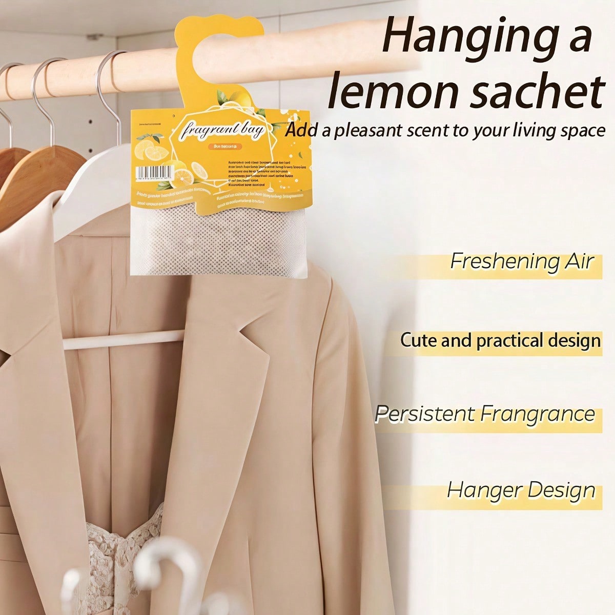 吊り下げ式レモンの香りのサシェ、クローゼットや引き出し用芳香 - Home Fragrance Best のレビューと価格